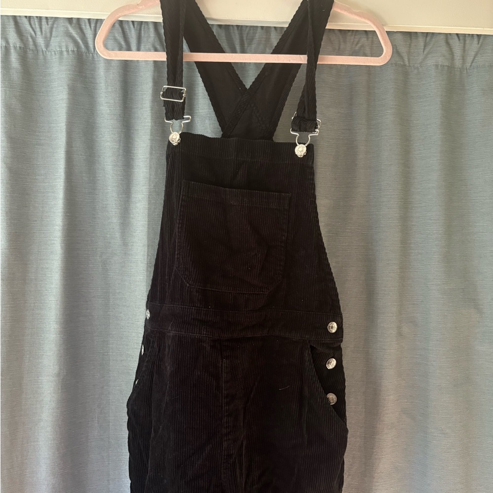 ASOS Black Corduroy Overalls with Cuffed Legs